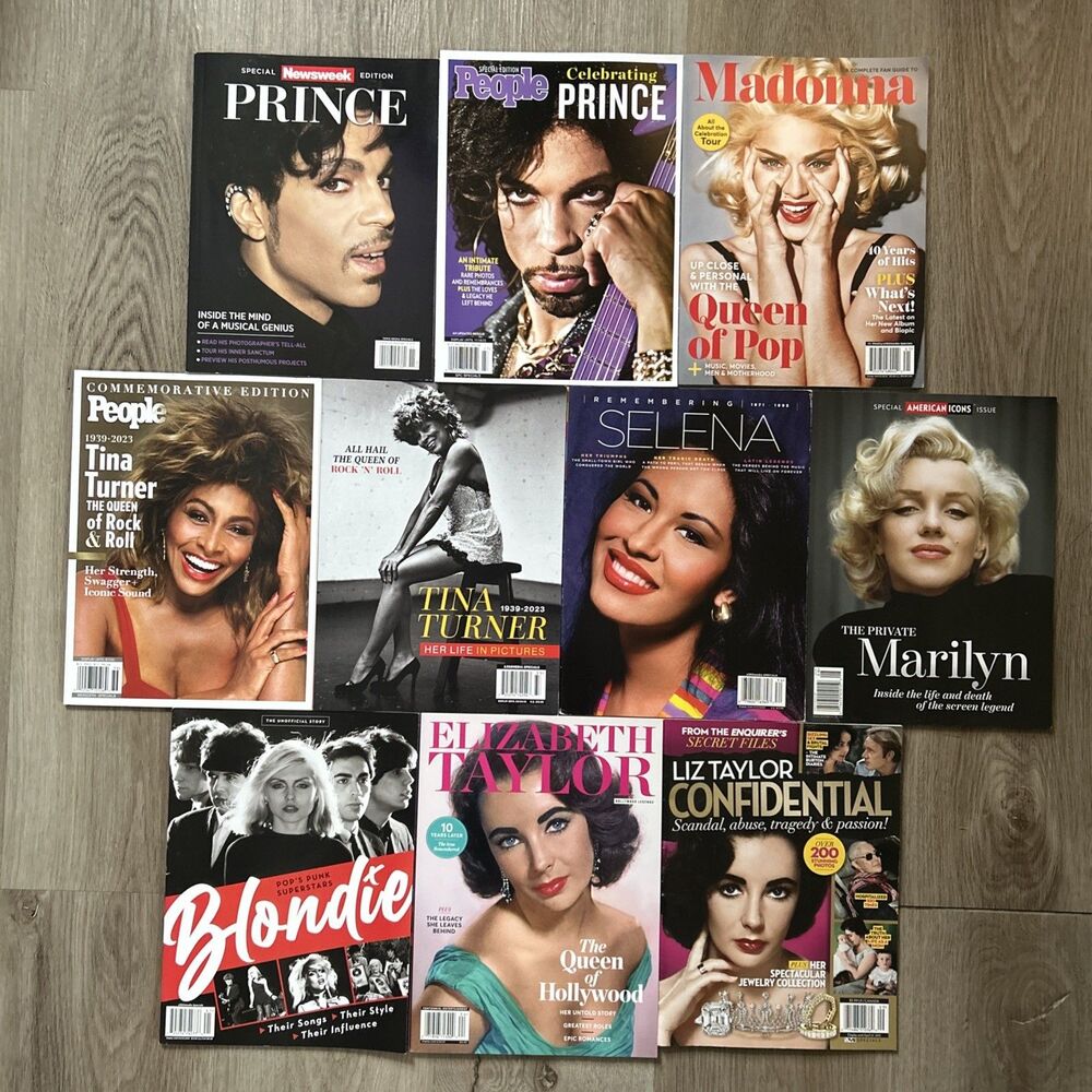 People Newsweek Magazine Music Lot of 10 Prince Marilyn Madonna Tina Turner Liz